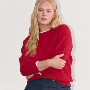 EVERLANE COCOON CREW IN ALPACA. BERRY RED. SIZE MEDIUM